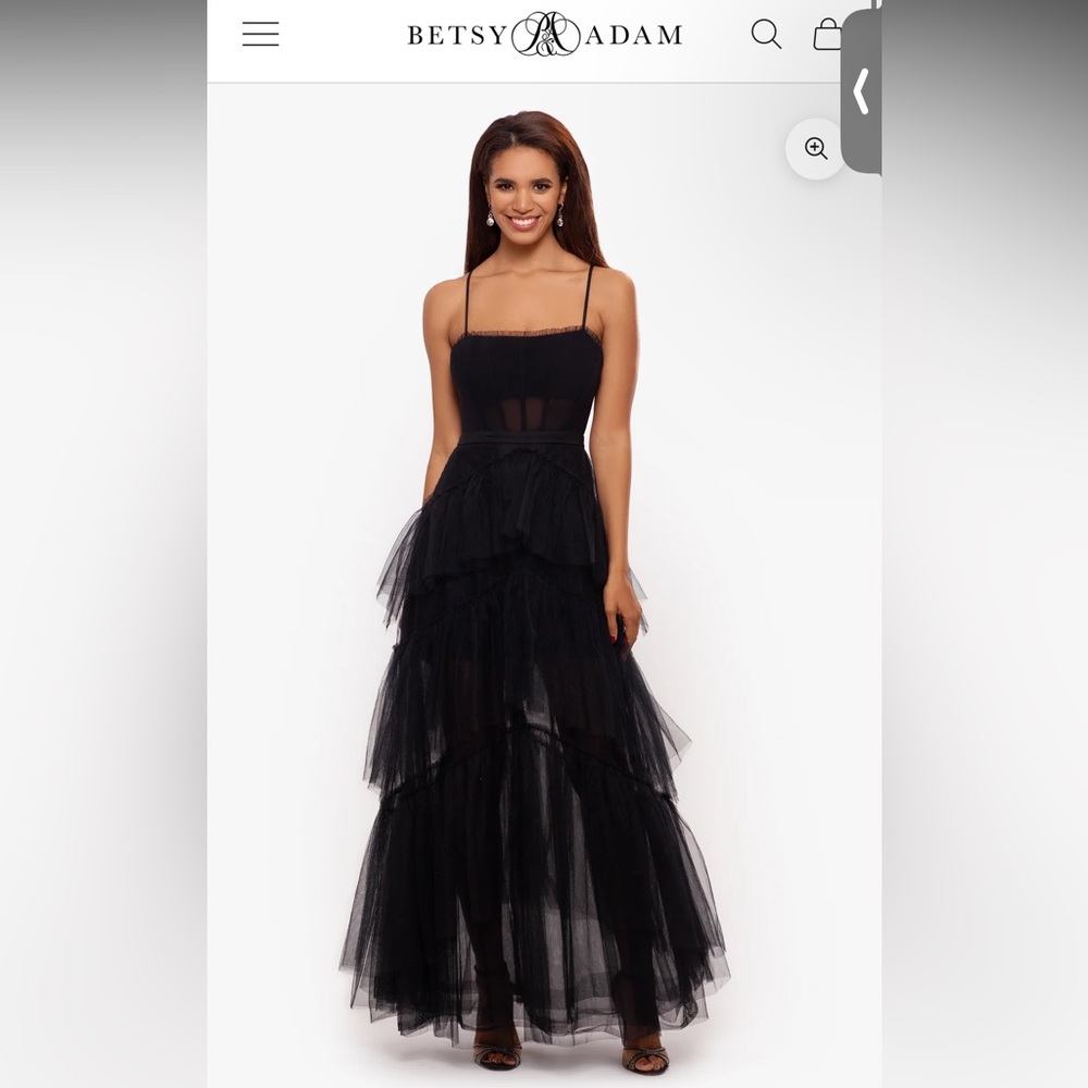 Betsy & Adam Black Formal Dress
